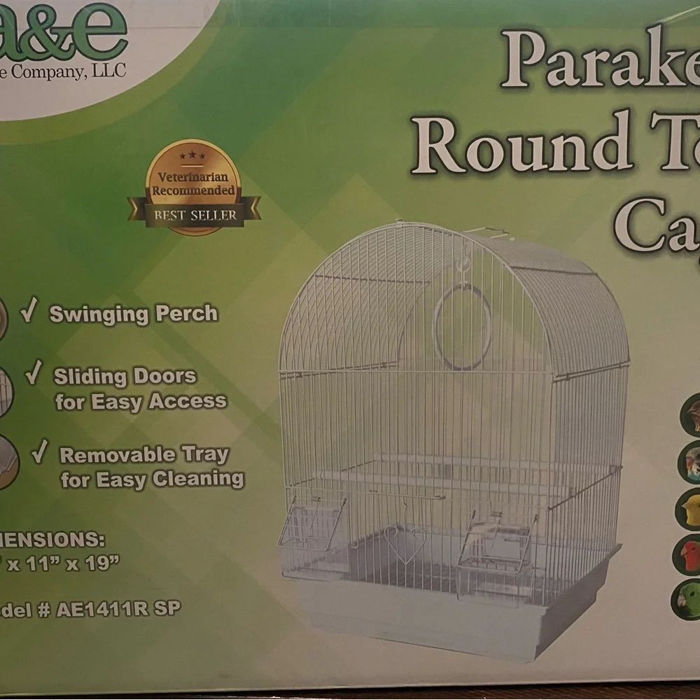 Parakeet Round Top Cage - White